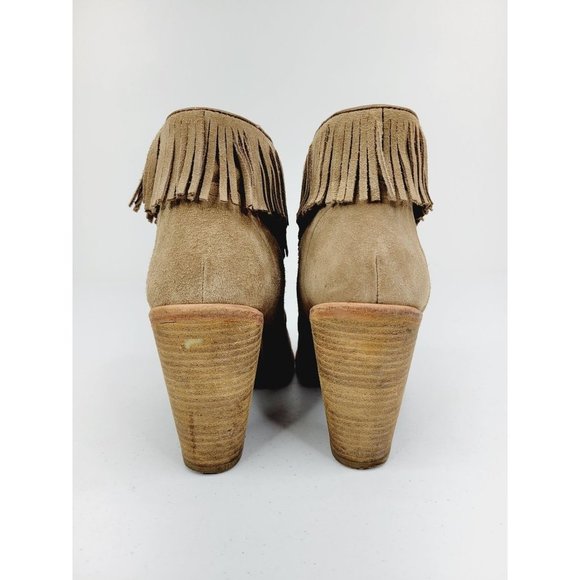 Joie Loren Fringe Suede Tan Ankle Boots - Picture 7 of 11